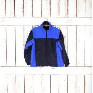 90s blue black white striped zipper track suit jacket